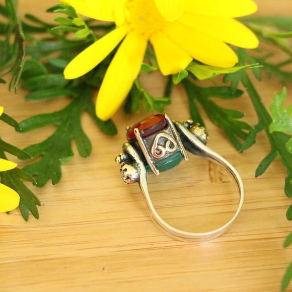 Sterling Silver Jade Stones Revers Rings - Picture 5 of 8